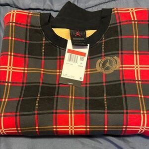 Jordan Red Black Plaid Crewneck Sweater